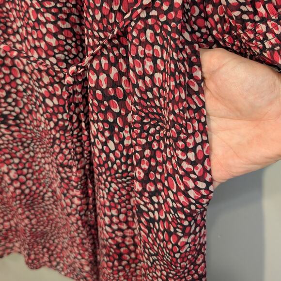 HOBBS London Stefania Dress Navy Raspberry Flowy Whimsy Tie Belt - Size 8 - Picture 8 of 8